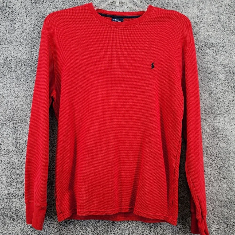 Polo Ralph Lauren Shirt Mens L Red‎ Waffle Cotton Sleepwear Pullover Pony Logo